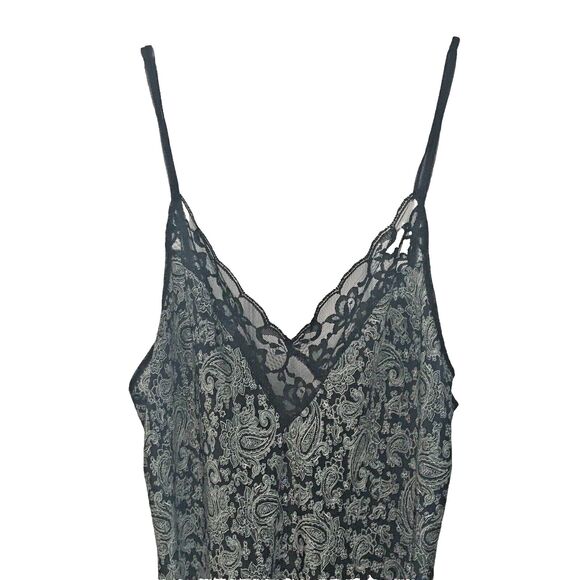 Lily of France Black White Paisley Baby Doll Nightie M Ruffle Made in USA VTG - Picture 10 of 10